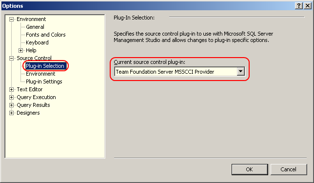 Source Control Plug-In Selection