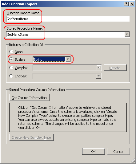 Add Function Import Dialog